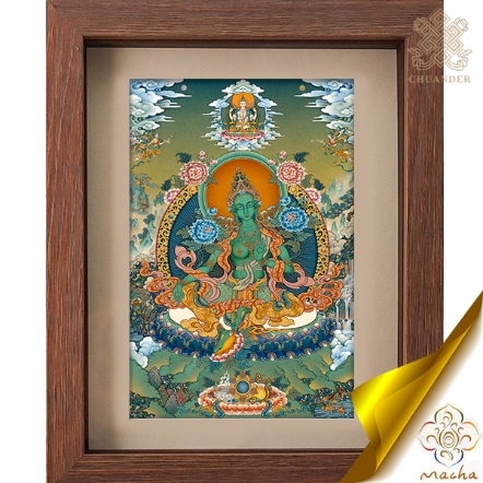 【瑪嘉唐卡】裱框-綠度母B版-藝術紙（共二款）