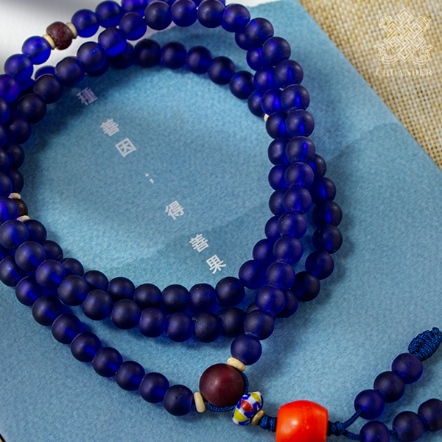 唸珠-藍琉璃8mm+雪巴琉璃珠