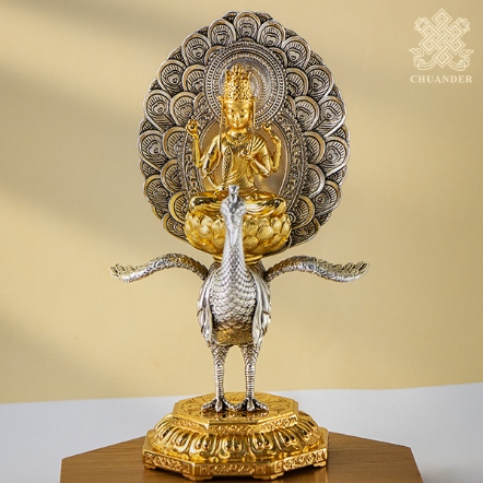 孔雀明王-金銀雙色精雕-合金
