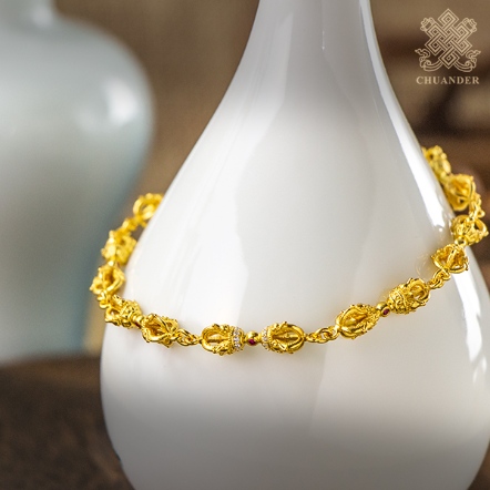 手鍊-純銀鍍金-金剛杵鑲寶石