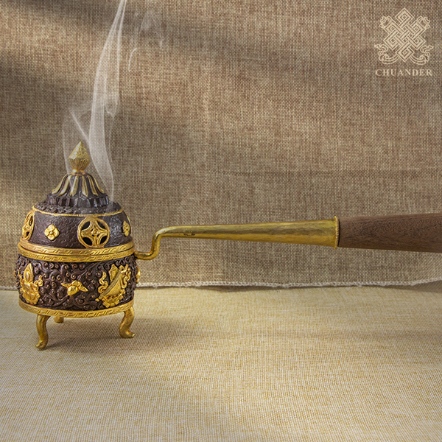 手爐-紅銅-精雕八瑞物-仿古鎏金雙色