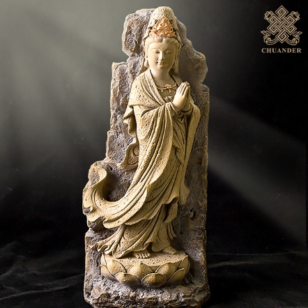 祈福觀音-陶塑石