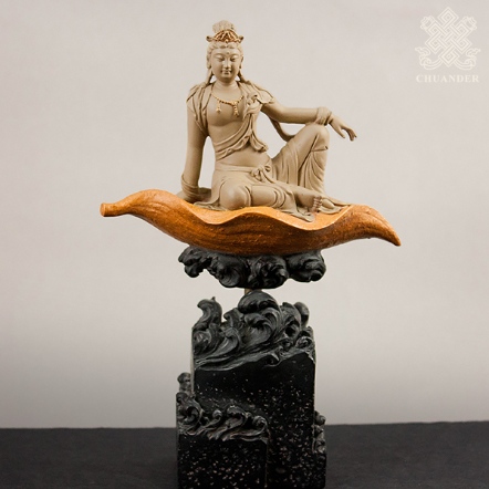 一葉觀音-陶塑石