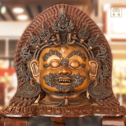面具-瑪哈嘎拉-銅精雕-含木座