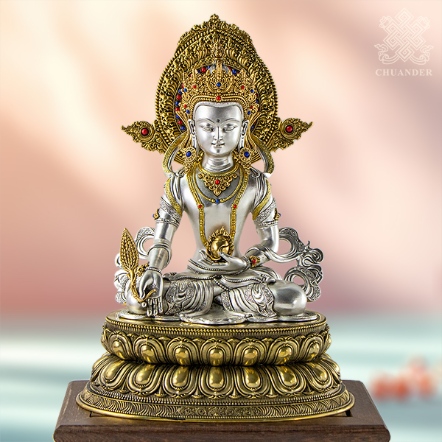 8寸地藏王-白黃銅雙色精雕