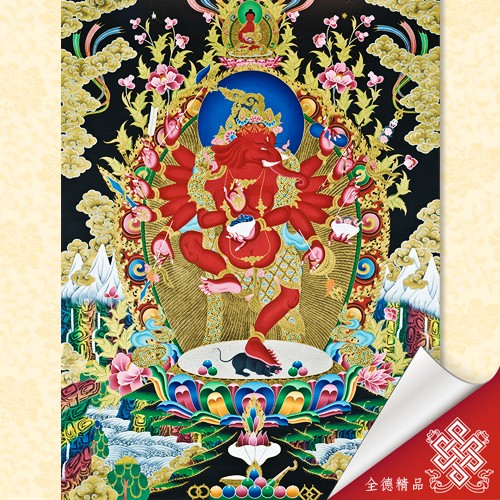 象鼻財神-唐卡畫心