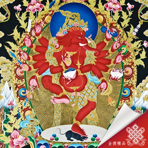 象鼻財神-唐卡畫心