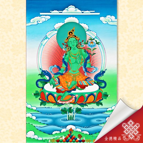 聖綠度母-唐卡畫心