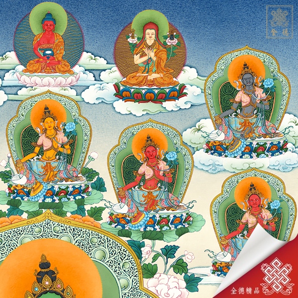 擔木度母 綠度母 廿一度母 20-002 唐卡畫心