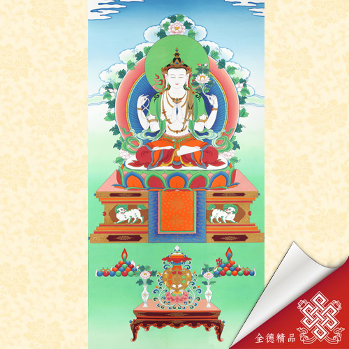 四臂觀音,06-044,唐卡,畫心