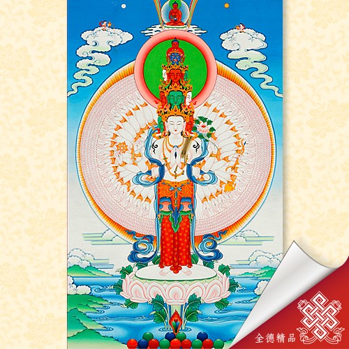 千手千眼觀音,06-133,唐卡,畫布