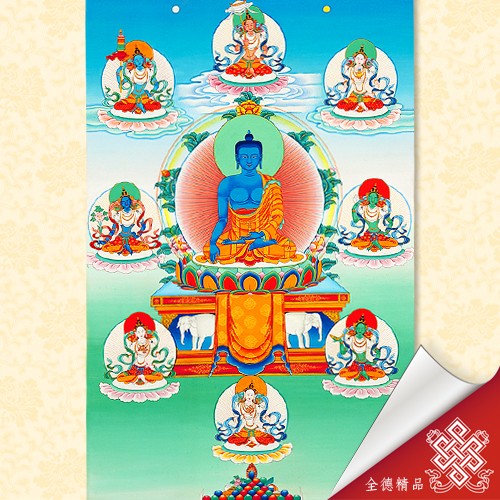 不動佛,不動佛與八吉祥空行母,唐卡