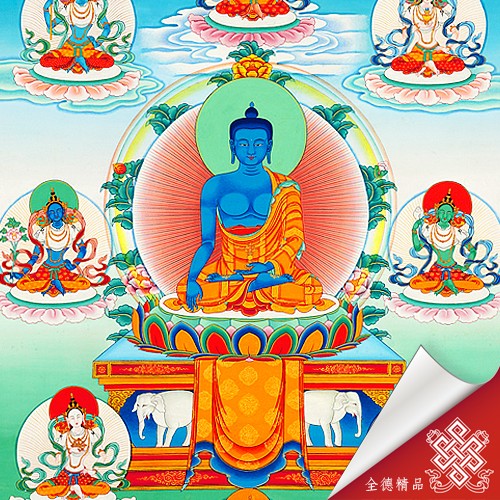 不動佛,不動佛與八吉祥空行母,唐卡