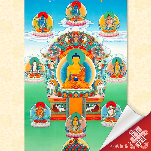 釋尊與八大菩薩,唐卡