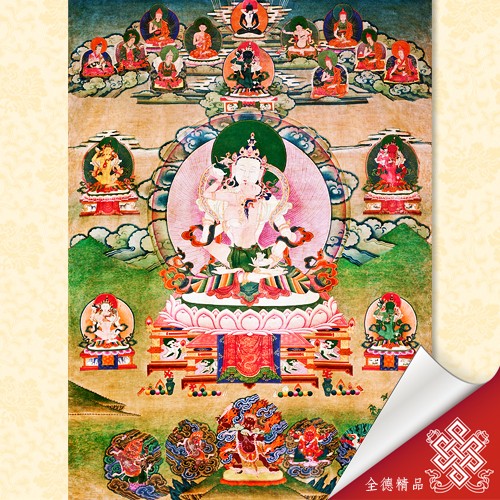 文武百尊,寂靜尊,唐卡,畫心