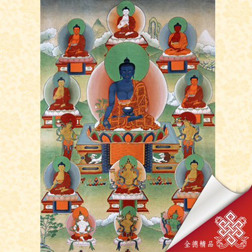 藥師佛,藥師八佛,藥師八如來,唐卡,畫心