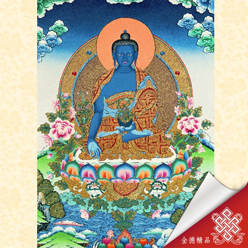 藥師佛,藥師琉璃光如來,唐卡,畫心