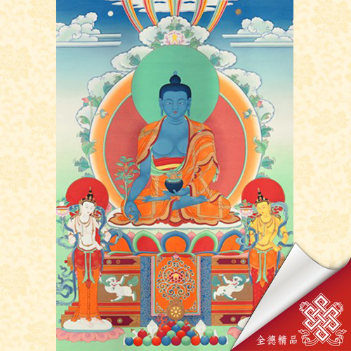 藥師佛,藥師琉璃光如來,唐卡,畫心