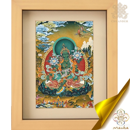 【瑪嘉唐卡】裱框-綠度母-小（藝術紙）