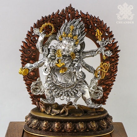 六臂瑪哈嘎拉-白黃紅銅三色精雕