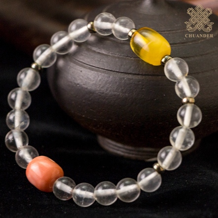 手鍊-水沫子+珊瑚+蜜蠟