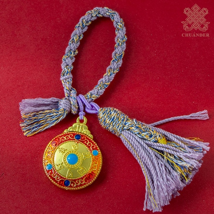 粗繩編吊飾-銅沙金-六字佛牌