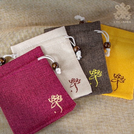 唸珠袋-麻布-素面小蓮花（共四色）