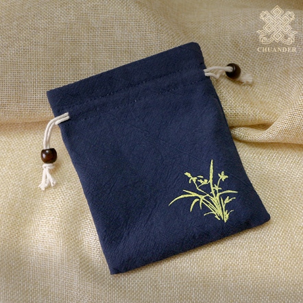 唸珠袋-縮口-素色棉麻+絨布內裡