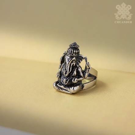 戒指-象鼻財神-不鏽鋼（固定戒圍）