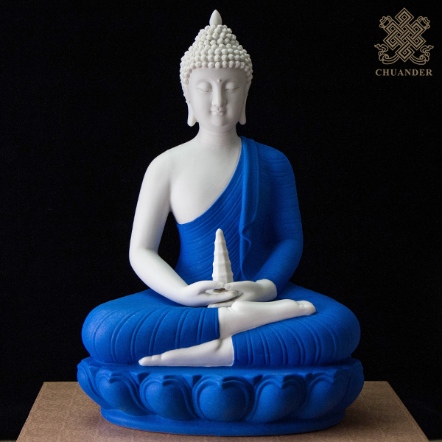 陶瓷佛像-藥師佛34cm-寶藍法衣