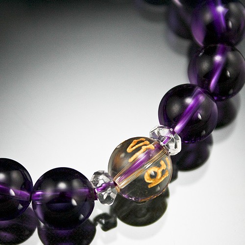 手珠-紫晶+白晶刻六字（共二款）