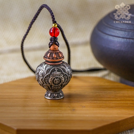 嘎嗚項鍊-紫白銅寶瓶-精雕八吉祥十字杵