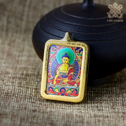限量手繪唐卡項墜-釋迦佛-中方框