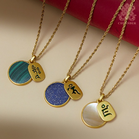 項鍊-純銅種子字+寶石吊墜（共三款）