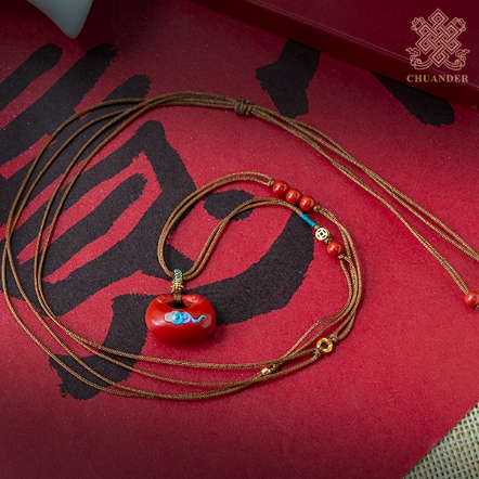 項鍊-硃砂彩繪-祥雲胖福