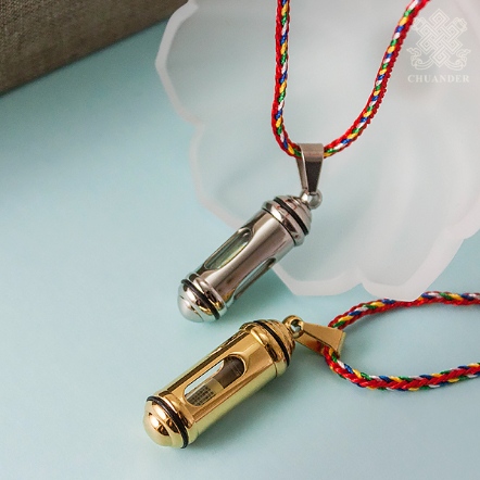 項鍊-透明三孔嘎嗚管-含經咒-鈦鋼（共二色）