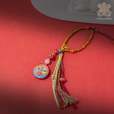 小竹圈掛飾-硃砂彩繪佛眼+小流蘇