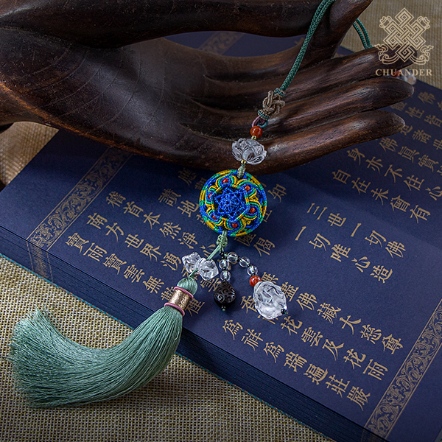 繩編掛飾-水晶吉祥雕件+繩編立體小香盒+流蘇