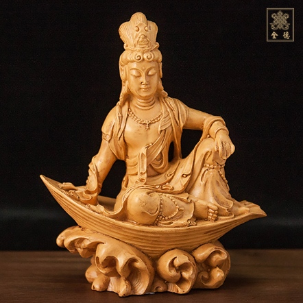 一葉觀音-坐姿-仿木色-3寸5