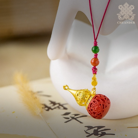 吊飾-硃砂葫蘆-鑲水鑽-可裝臟