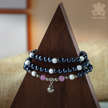 三圈手鍊-珍珠釉瓷