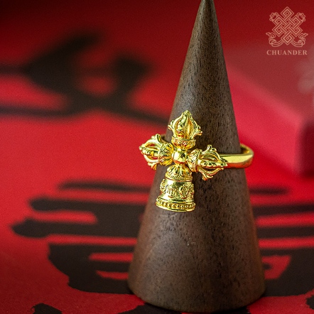 戒指-純銀鍍金-八吉祥鈴杵
