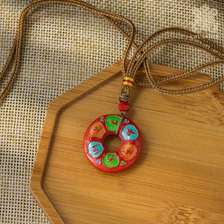 限量項鍊-硃砂平安扣-六字彩繪