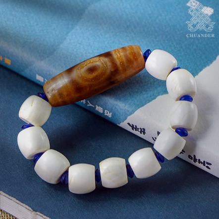 手串-老硨磲桶珠配天珠