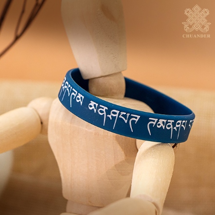 橡膠手環-憤怒蓮師心咒-藍灰色