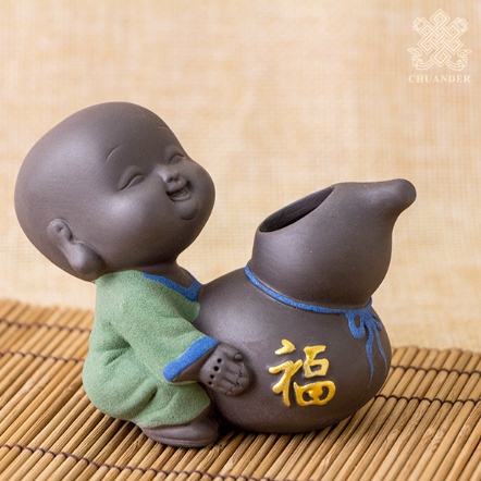 彩砂陶-小沙彌盆栽-福字