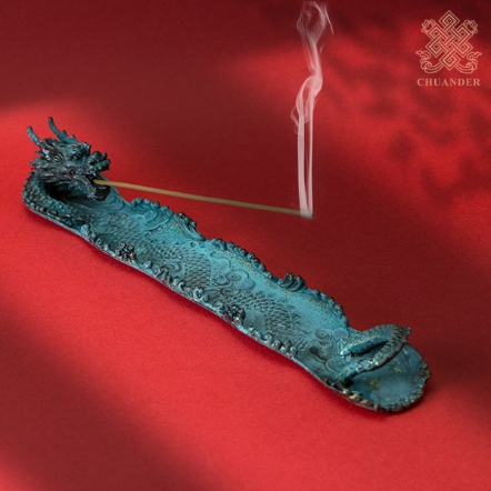 線香盤-龍騰雲海-青銅色-合金