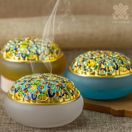 2H琉璃香爐-合金彩繪上蓋（共三色）