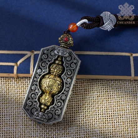 轉運吊飾-精雕六字蓮花銅+鏤空八吉祥鋼殼