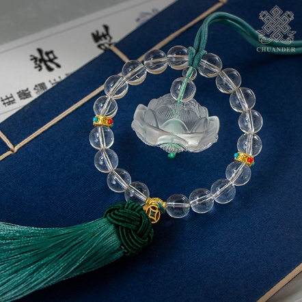 流蘇吊飾-白琉璃珠圈環+大蓮花